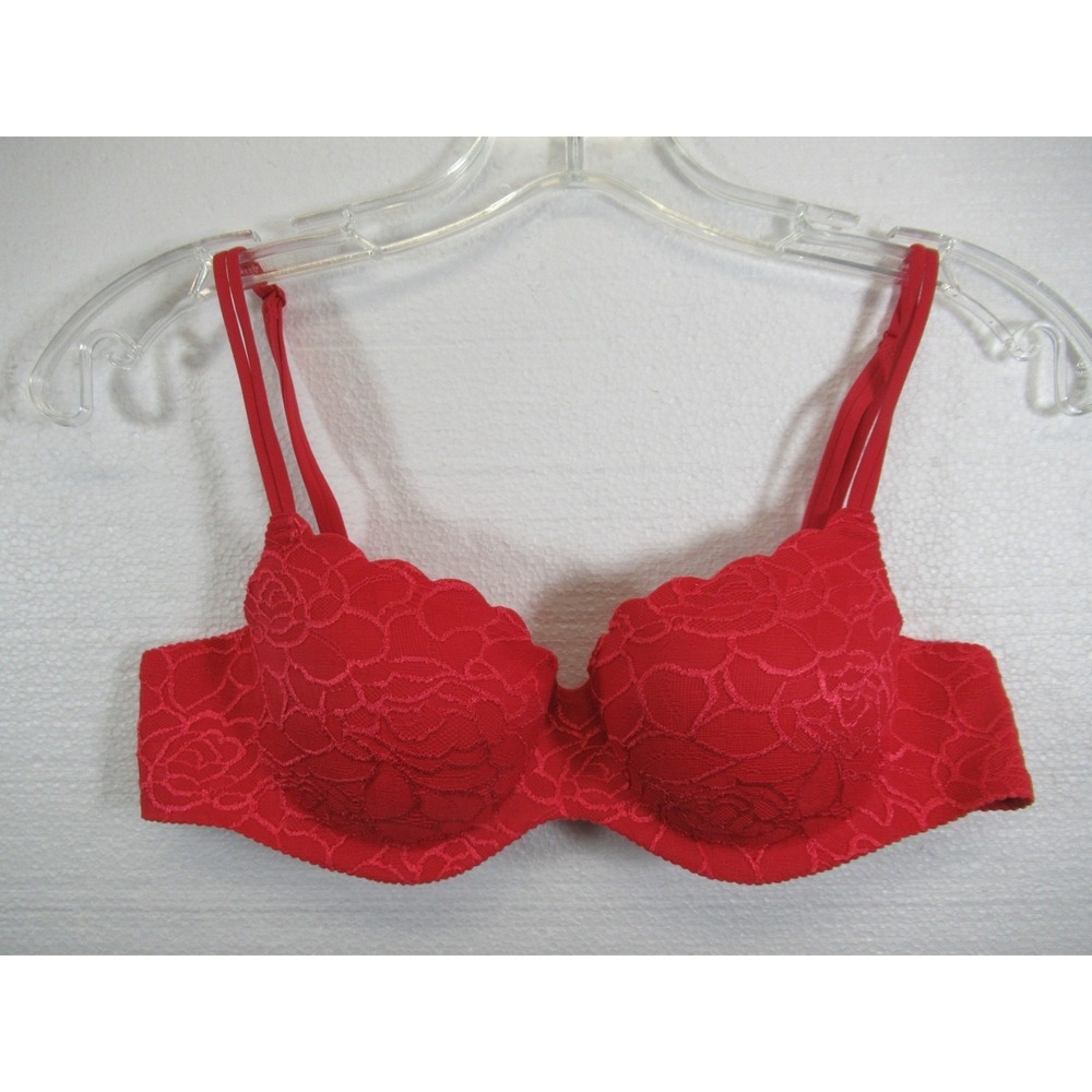 Victoria's Secret Embrace Embroidered Balconette Bra 34B Red Underwire